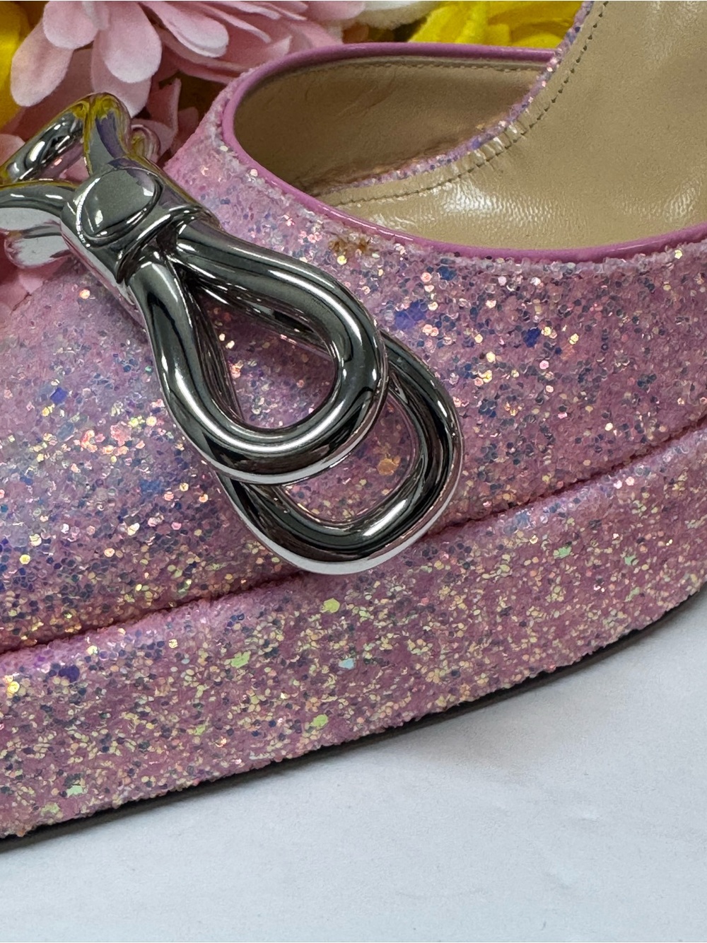 💖ONLY HERE $1400 MACH Y MACH GLITTER BOW HEELS PINK - Picture 10 of 15
